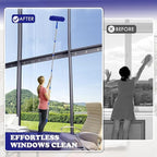 Window Cleaner Squeegee Kit - 2.38M (94inch) Cleaning Equipment with Long Handle 3 in 1 Extendable Window Cleaning Tool for High Windows, Glass, Home, Wall and Car