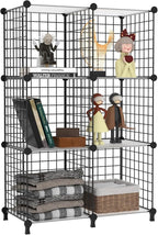 AWTATOS 6 Cube Storage Wire Closet Organizers DIY Stackable Storage Shelves Bookcase Cabinet for Home Office, Black