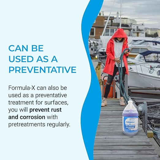 KINZUA ENVIRONMENTAL Formula-X Concentrated Salt Stain Remover & Surface Protector, Professional Salt Remover for Floors, Boats, Carpets, Salt Neutralizer for Vehicles Prevents Corrosion, 1 Gallon