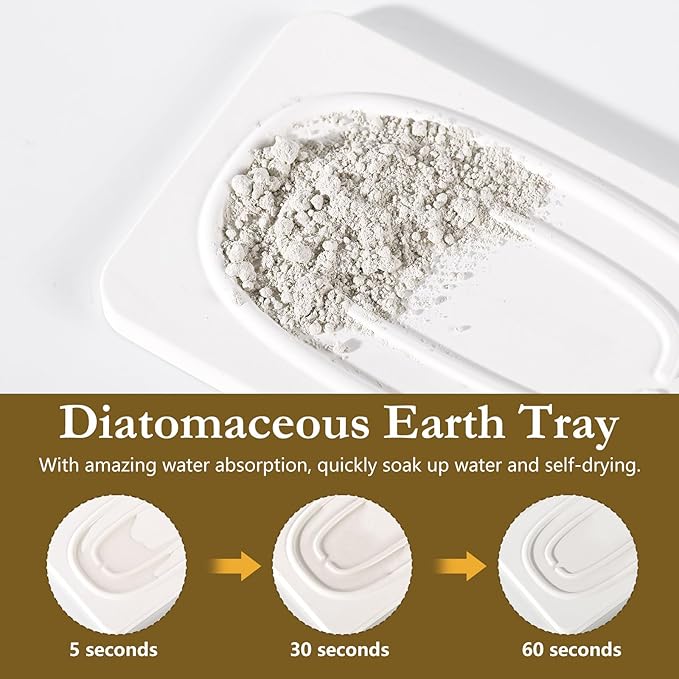 Shinowa Soap Dish (Dual Layer), 4.72 * 2.95'' Ceramic Soap Container and 5.12 * 3.27'' Diatomaceous Earth Tray, Quickly Drain Water and Dry, Dish Soap Holder for Kitchen, Bathroom, Shower