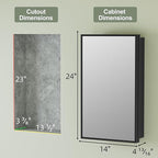 Buruis 14"x 24" Framed Medicine Cabinet with Mirror, Recessed or Wall Mounted Bathroom Cabinet, Adjustable Tempered Glass Shelves, Left/Right Open Reversible, No Assembly Required, Black