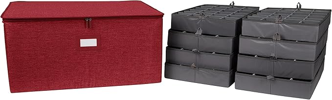 Covermates Keepsakes - Adjustable Zip-Top Storage Box - Configurable FlexGrid Compartments - Heavy Duty Polyester- Reinforced Handles - Stackable Design - Indoor Storage, Red Heather