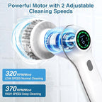 Electric Spin Scrubber, Cordless Shower Scrubber Handheld Electric Spin Scrubber for Cleaning with Display IPX7 Waterproof, Electric Cleaning Brush with 7 Replaceable Heads for Kitchen Tub Tile Sink