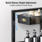 2-Tier Under Sink Organizer, Silk-Smooth Metal Sliding Drawer Organizers and Storage Rack, Pull Out Cabinet Shelf for Kitchen, Bathroom, Pantry, Cabinet, Closet