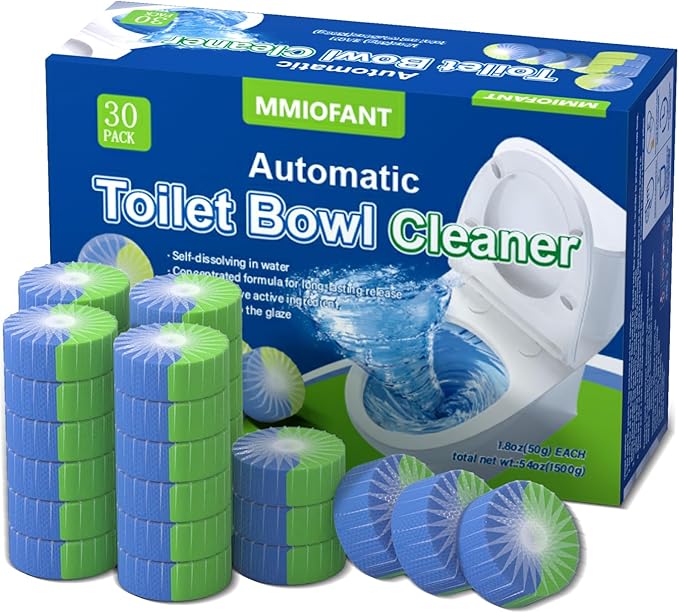 Automatic Toilet Bowl Cleaner Tablets,30 Pack Toilet Blue Tablets For Tank Long Lasting,Two-tone In Tank Cleaner Tabs,Bathroom Cleaner (30, BLUE&GREEN)