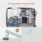 Newbealer Steamer for Clothes, 1200W Portable Steam Iron, 2 Steam Levels, Horizontal and Vertical Steaming, Dry Ironing, 15s Heat Up, Rotatable, 302°F Garment Wrinkle Remover, Green (120V Only)