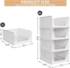 4 Pack Stackable Closet Storage Basket - Stackable Storage Bins, Multifunctional & Foldable Closet Organizer, Wardrobe Cupboard Space-Saving Clothes Storage Hat Organizer, White