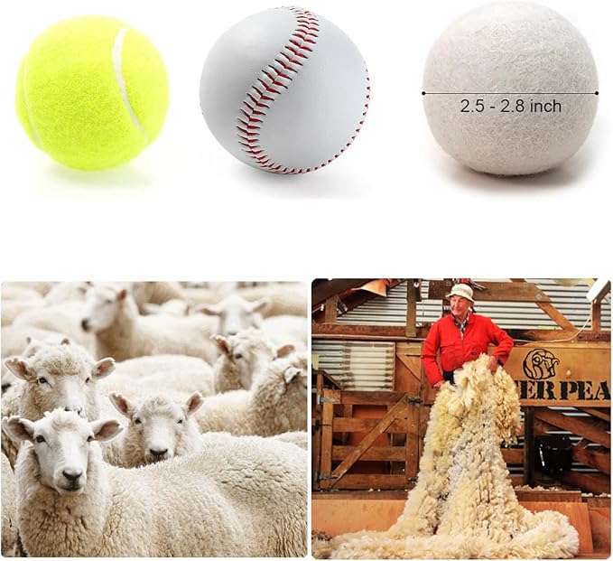 Wool Dryer Balls for Pet Hair Remover Organic Reusable Laundry Dryer Balls Pre-Wash Lint Remover for Dog/Cat Pet Hair Shaver for Laundry Hair Catcher for Washing Machine