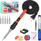 Soldering Iron Kit, 120W LED Digital Advanced Solder Iron Soldering Gun kit, 110V Welding Tools, Smart Temperature Control [356℉-932℉], Extra 5pcs Tips, Auto Sleep, Temp Calibration, Orange