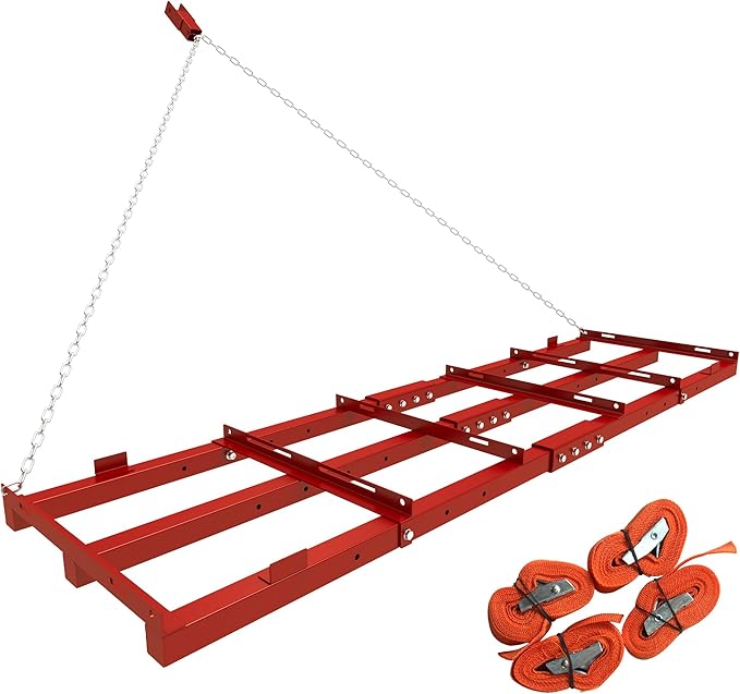 6ft Heavy Duty Drag Harrow for ATV, UTV, Tractor - Adjustable Tow Behind Leveling Rake with Weight Tray for Driveway Grader, Lawn, Field, Pasture, Food Plot Maintenance, Red(72 inch)