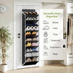 KEEPJOY 10 Tiers Mesh Over Door Shoe Organizer Storage, Hanging Shoe Holder for Door with Large Deep Pockets, Fit 20-30 Pairs Shoe Rack for Sneakers, Boots(Black)