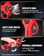 Electric Pruning Shears, Upgraded Brushless Motor, 1.4" Cutting Diameter, 2×21V 2000mAh Batteries – for Trees, Shrubs & Vineyards – FCC/CE Certified