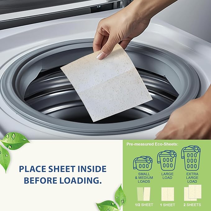 MorningRain Eco Laundry Detergent Sheets - Ingredients from Finland, Unscented, Bio-Enzyme Formula, Power Clean, 5 Sheets (Up to 10 Loads) - Non-Toxic, Preservative-Free, Skin Safe, Designed in USA
