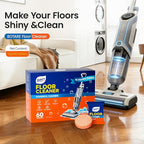 Floor Cleaner Tablet, Compatible with Wet Dry Vacuum and All Robot Mop Floor Washer, Solution for Wood,Tile Laminate Multiple Hard Floors, 60 Pack, Lemon Secent