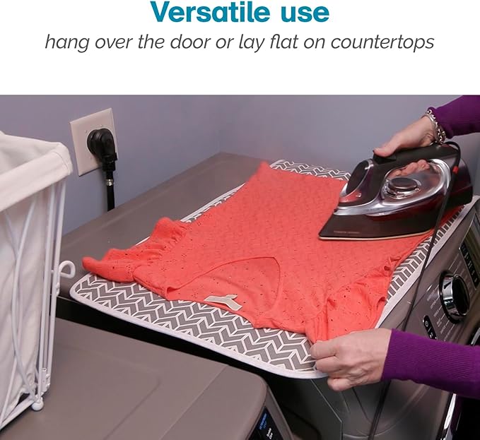 Polder Over-the-Door Steaming Station, Clothes Steamer Station, 100% Cotton Cover with Water Protection Layer, Portable Garment Steamer Pad, Ideal for Home and Travel, 38" x 19"