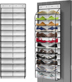 Over The Door Shoe Organizer with 12 Large Clear Pockets - Durable Hanging Storage for Family Shoes - White