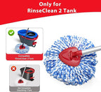 Small Spin Mop Replacement Head Compatible with Ocedar 2 Tank RinseClean, 4 Mop Heads +1 Stick+1 Base , Microfiber Mop Refills and 30-58in Handle, Easy-to-Replace(Blue,2 Tank)