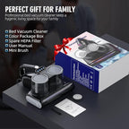 Mattress Vacuum Bed Vacuum Cleaner 16Kpa Suction 253.7nm UV-C Light, 140°F Heated Air, 30000 RPM Brushroll, Ultrasonic, HEPA Filter, Handheld Vacuums for Carpet/Sofa, 500W Corded, (Pitch-Black)