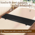 Stylish Black Bamboo Bathtub Tray Caddy with Adjustable Legs, Minimalistic Design Bath Tray for Tub, Bathtub Accessories, Fits Most Standard Bath Tubs, Idea for Women