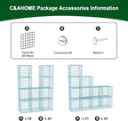 C&AHOME Wire Cube Storage, 12 - Cube Organizer Metal C Grids, Modular Shelves Units, Closet Organizer, Ideal for Home, Office, Living Room, 36.6”L x 12.4”W 48.4”H, Blue UWCS3012B