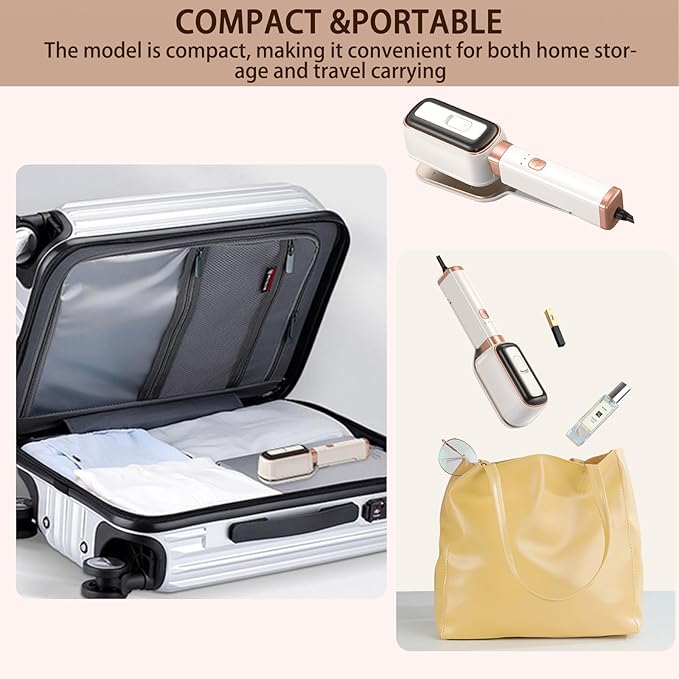 Steamer for Clothes 1000W， 180 °Rotating Head Clamp Ironing Multifunctional Steam Iron，Portable Wet Dry Handheld Wrinkle Remover Suitable for Home, Travel & Dormitory (White)