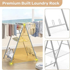 APEXCHASER Drying Rack Clothing, Clothes Drying Rack Foldable, Metal Laundry Drying Rack Collapsible for Sweater Towel Indoor & Outdoor, Height Adjustable Gullwing Clothes Airer, Grey