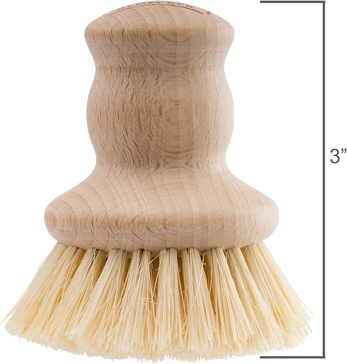 Redecker Tampico Fiber Pot Brush with Untreated Beechwood Handle, Set of 2, 2-1/2-inch Diameter, Made in Germany