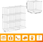 HUBSON Wire Cube Storage Organizer, Book/Toy/Craft/Potted Plants and petCloset Organizers and Storage Shelves, 9-Cube Freely Combinable Metal Grids Storage Shelf, White Iron