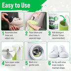 Rockin'Green Shoe Washing Machine Bag - 360° Deep Clean Shoe Washing Bag - Shoe Bag for Washing Machine with Cleaning Fibers - Reusable Sneaker Washing Machine Bag with Zipper (2 Pieces)