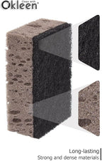 Taupe Multi Use Scrub Sponges. Made in Europe. 9 Pack, 4.3x2.8x1.4 inches. Best Odorless Durable Brown Heavy Duty Scrubber for Kitchen and Household Cleaning