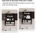 Bathroom Cabinet, Bathroom Wall Cabinet with 2 Doors and Adjustable Shelf, Wooden Medicine Cabinets Wall Mount, Over The Toilet Storage