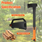 X24 Splitting Axe, 24” Camping Outdoor Hatchet for Wood Splitting and Kindling, Forged Carbon Steel Heat Treated Hand Maul Tool, Nylon Hollow Handle Shock Reduction Handle