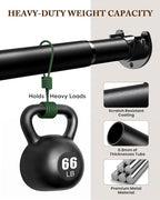 Closet Rod 17-28 IN, Heavy Duty Closet Rods for Hanging Clothes, Adjustable Closet Rods for Wardrobes Storage Laundry RV Bathroom, Easy Install, Black