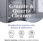Granite & Quartz Cleaner, Safe & Powerful Granite Countertop Cleaner, Oil & Wax Free Quartz Countertop, Effective Stone Care & Cleaning, Ready-To-Use Refill Gallon