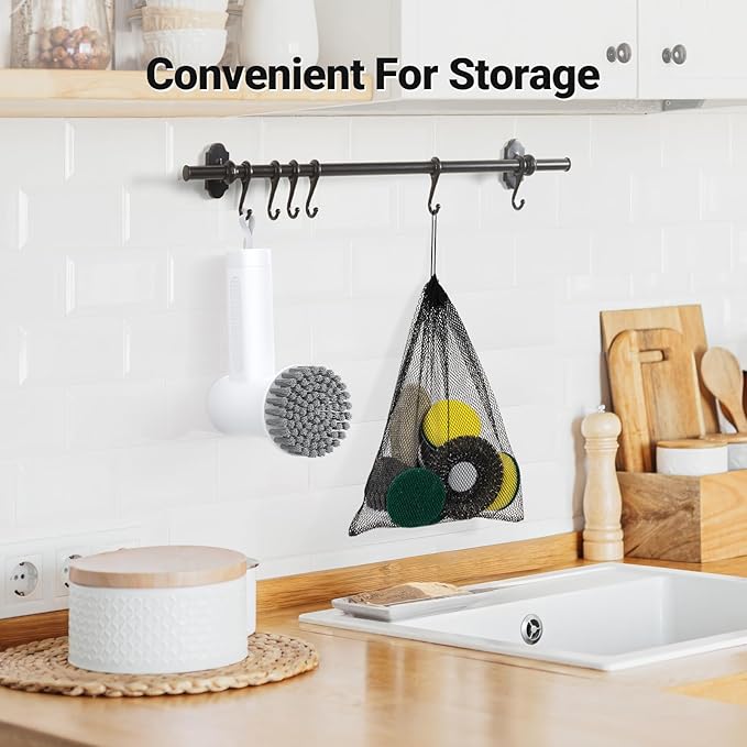 Electric Spin Scrubber, 3000 mAh Cordless Power With 8 Replaceable Heads, Dual Speed Lightweight Handheld for Cleaning Stove/Bowl/Sink/Corner/Tile/Grout (White)