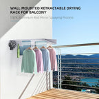 Drying Rack Clothing,Clothes Drying Rack Wall Mounted,Laundry Drying Rack Wall Mount,Foldable,Collapsible,60 lb Capacity 5 Aluminium Poles with 12 Hooks (White, 31.5" Upgrade)