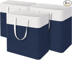 TasticTotes laundry basket 3-Pack, laundry hamper, Hamper with handles, collapsible laundry baskets, Waterproof dirty clothes hamper, Towel Storage for Home or Dorm, 100L-Blue
