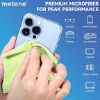 Metene 12 Pack Microfiber Cleaning Cloth (6 "x7"), Individually Wrapped and Equipped with a Storage Box | Microfiber Cloth for Glasses, Screens, Camera Lens and More(Light Green)