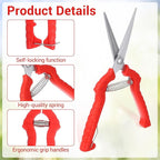 20 Pcs Pruning Shears Bud Trimming Scissors Bulk 8 Inch Pruning Shears Garden Scissors for Precise Cut Bonsai Gardening Hand Pruner with Straight Stainless Steel Blade Pruning Snip for Flower Plant, R