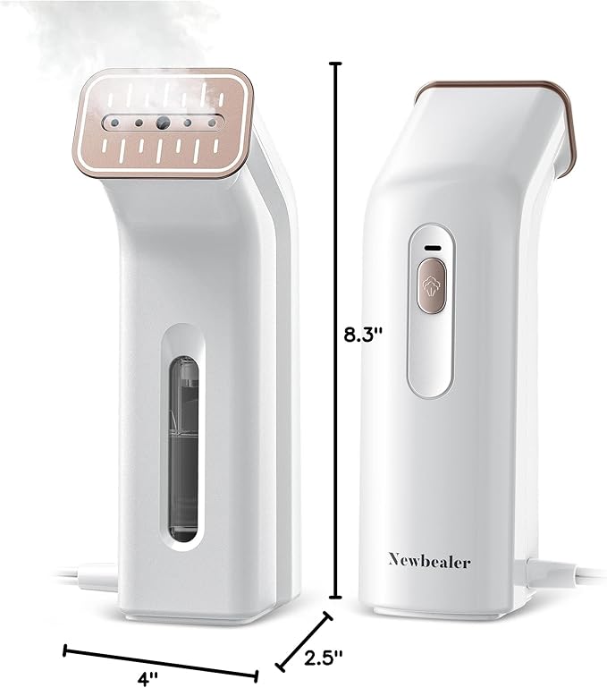 Newbealer 2in1 Steamer and Dry Iron for Beginners, Horizontal & Vertical Clothes Steamer, Non-Stick Ceramic Soleplate, 170ml Garment Wrinkle Remover, Auto-off, 1.2lbs (120V Only)