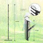 60'' Heavy Duty Garden Rake with Stainless Steel Handle, Metal Head for Loosening Soil, Gathering Leaves, Leveling Lawns