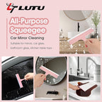5" Silicone Shower Squeegee for Glass Doors & Car Windows - Small & Mini Size Streak-Free Cleaner, Bathroom, Mirror, Tile Scraper - Compact Pink with Hanging Hole, Kitchen Safe Water Blade