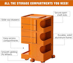 Multipurpose Utility Storage Cart - ABS Plastic Storage Caddy with Wheels and Slide Out Drawers - 360°Rotating Professional Trolley Cart - Mobile Caddy for Salon Supplies, Kitchen Needs (Orange)