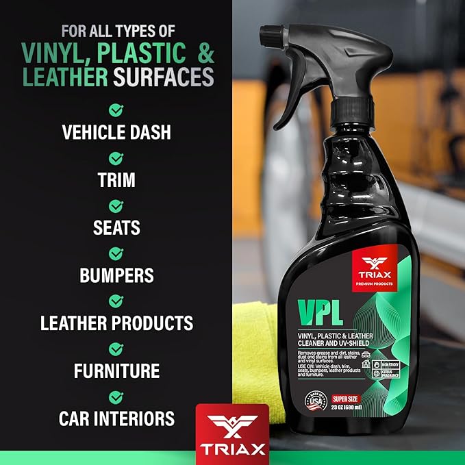 Triax Vinyl, Plastic & Leather VPL Premium Cleaner with UV Shield, Leather Scent (1 Gallon)