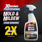 30 SECONDS Pro Mold and Mildew Stain Remover | Scrub Free | Brighter Results Instantly | Ready To Use | 32 oz Spray Bottle, 1 Gallon Refill