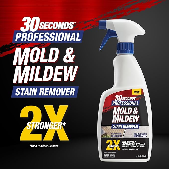 30 SECONDS Pro Mold and Mildew Stain Remover | Scrub Free | Brighter Results Instantly | Ready To Use | 32 oz Spray Bottle, 1 Gallon Refill