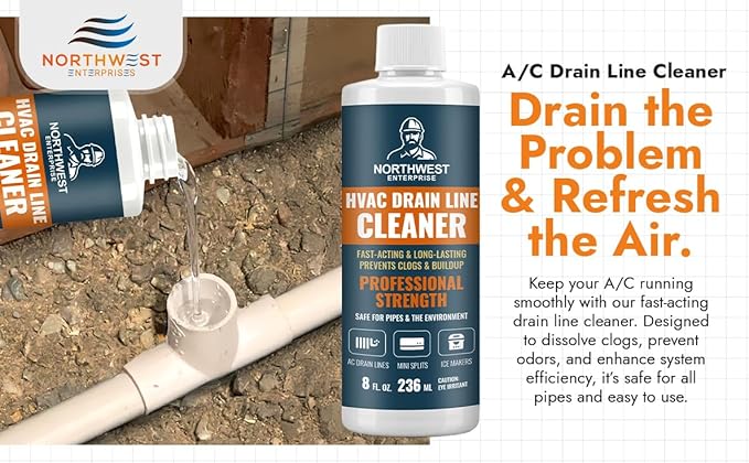 AC Drain Line Cleaner - A/C Drain Line Cleaner and Unclogger - Air Conditioner Cleaner Prevents Build-Up for AC Units, Dehumidifiers, Ice Machines, & More (8 ounces)