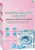 24-Pack Washing Machine Cleaner Tablets HE Front Load and Top Load Compatible Descaler Pods for Laundry Tub, Drum and Gasket Septic Safe, Fresh Scent (1-Year Supply)