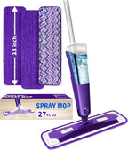 Mops for Floor Cleaning, Wet and Dry Spray Mop with Refillable Spray Bottle and 3 Washable Microfiber Pads Home or Commercial Use Flat Mop for Hardwood Laminate Wood Ceramic, Purple