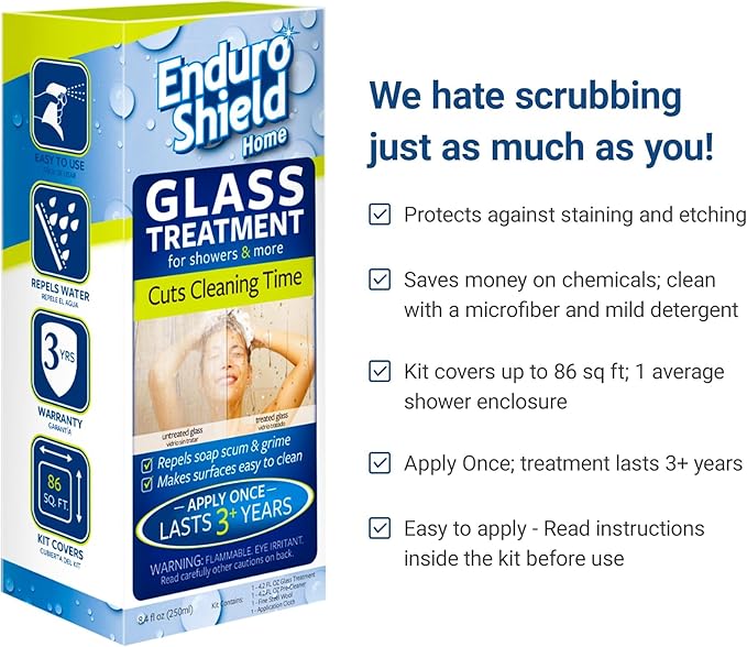 Glass Treatment Kit - Advanced Protection for Glass Surfaces - Repels Soap Scum, Grime & Dirt Without Harsh Chemicals - 4.2 fl oz